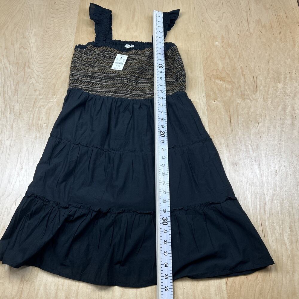 J.Crew Smocked Tiered Dress Women’s Medium Black Cotton Ruffle Straps NWT - Picture 8 of 11